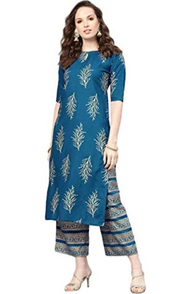 Blue Party Wear Kurta Palazzo