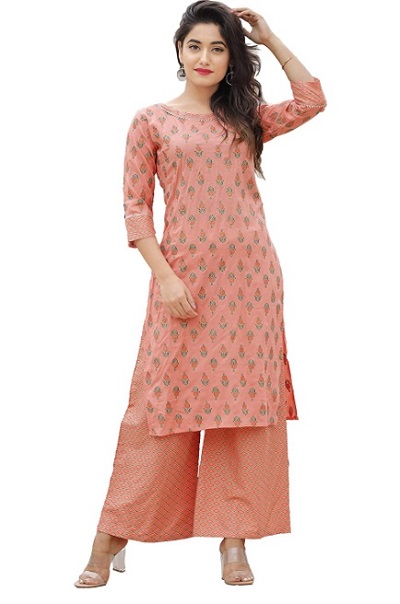 Carrot pink Kurta palazzo for daily wear