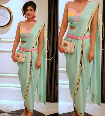 Designer Dhoti Saree Multicoloured Blouse