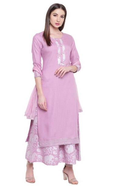 Lavender pink Kurta palazzo dress for festivals