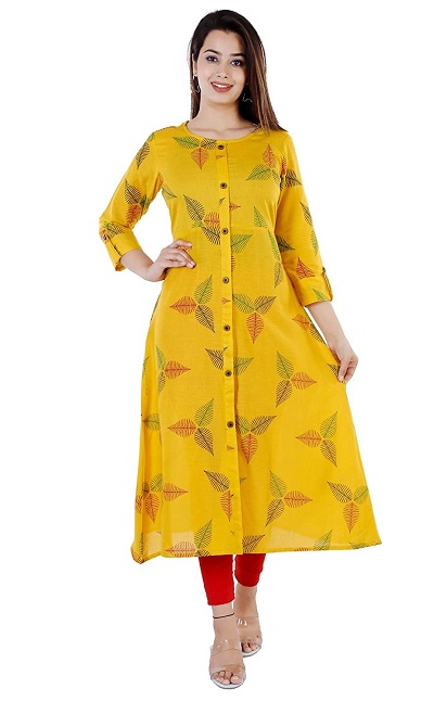 Long Centre Button Placket 3/4 Sleeves Kurti