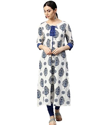 Long Floral Printed Centre Slit Jacket Kurti Style For Women