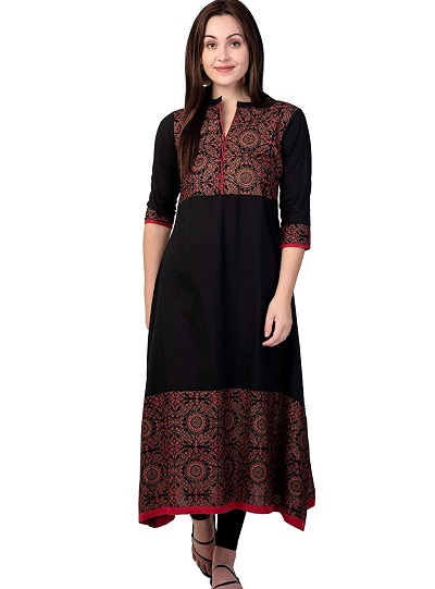 Long Yoke printed Anarkali cotton kurti