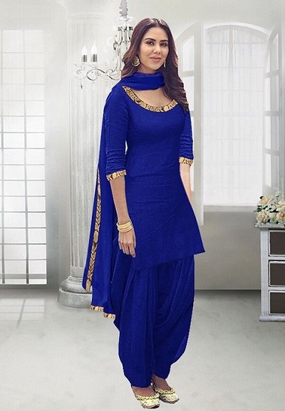 Navy blue Punjabi salwar suit pattern