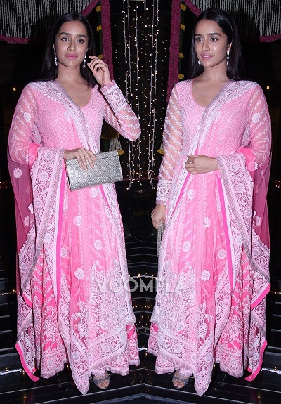 Neon Pink Thread Work Floor Length Anarkali Suit For Women
