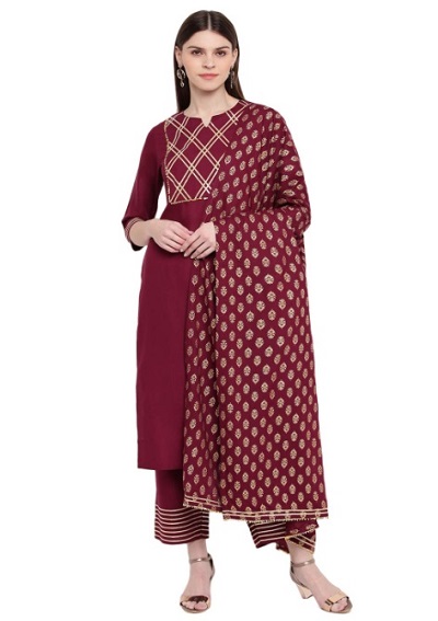 Printed Kurta Palazzo Dupatta Set