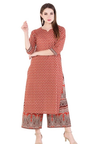 Printed kurta palazzo casual dress for women