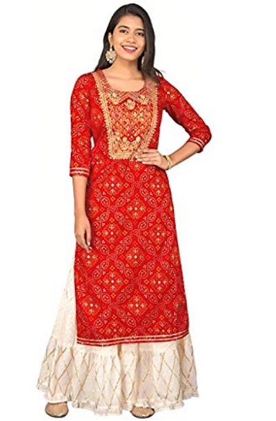 Red Kurta Palazzo Party Wear Set For Women