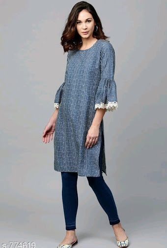 Short blue printed kurta