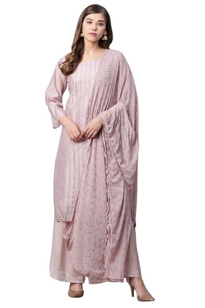 Silk Kurta With Chiffon Dupatta Set