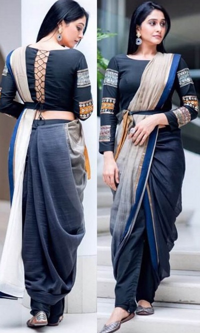 Silk Fabric Dhoti Saree For Parties