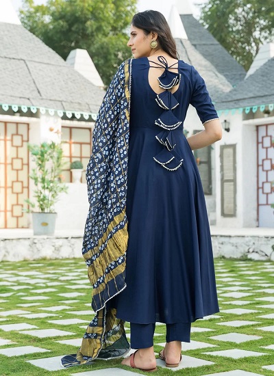 Stylish Blue Anarkali Dress With Dupatta