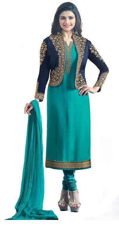 Stylish jacket salwar suit churidar for women