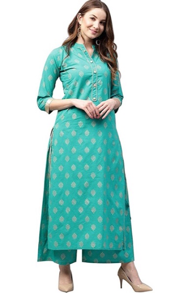 Teal Colour Kurta Palazzo Set For Women