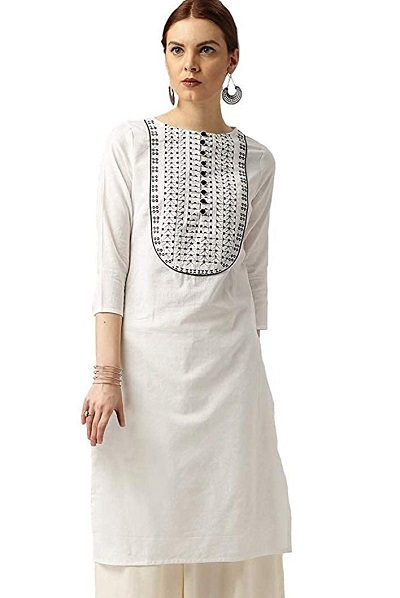 White Cotton Kurti For Office And College