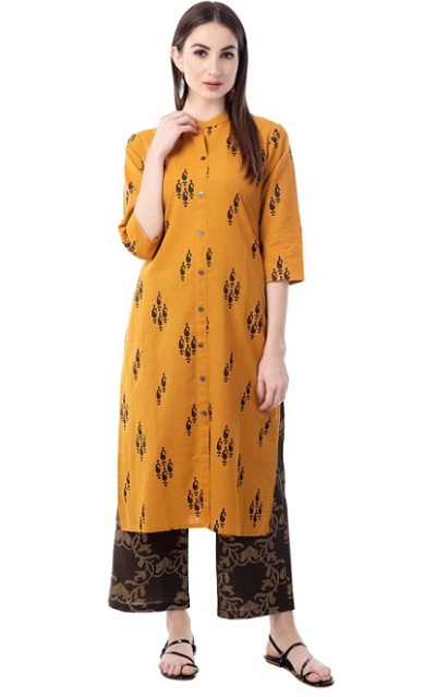 Yellow and black kurta palazzo dress