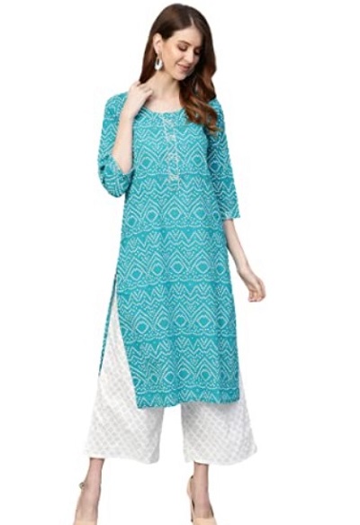 Blue And White Kurta Palazzo For Women