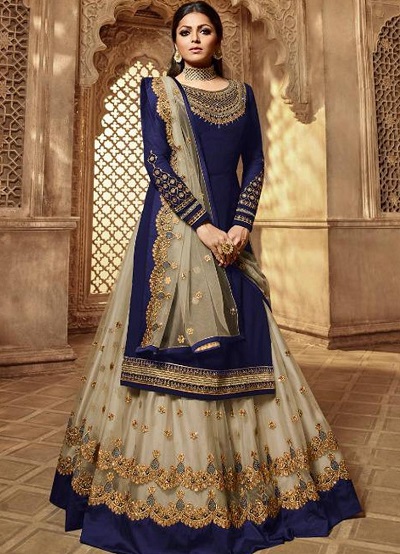 Blue Salwar Suit With Embroidery Work
