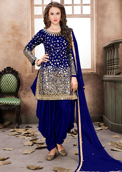 Heavy Mirror Work Dark Blue Salwar Suit For Parties