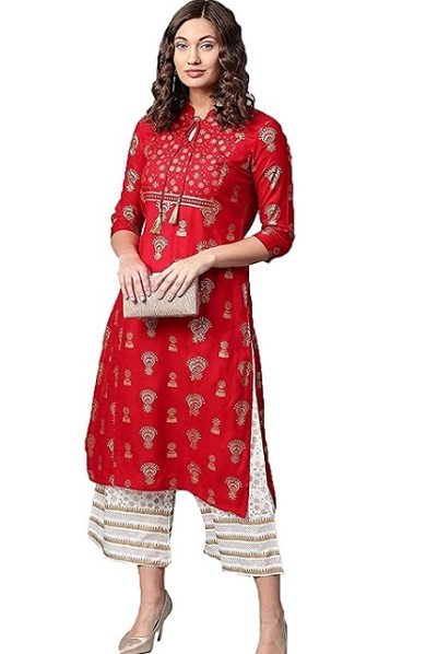 Red Festive Wear Palazzo Dress For Women