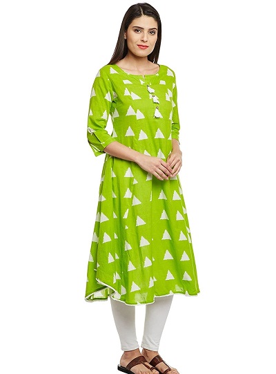 Umbrella style long kurti with tassel buttons