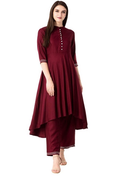 Uneven hemline kurti with palazzo set