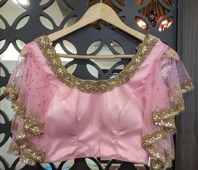 Peach net stylish designer blouse