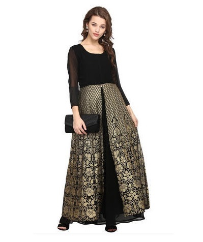 Black long kurti with skirt
