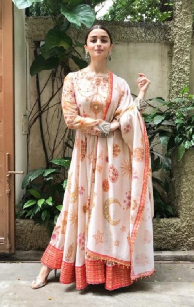 Floor length cotton Anarkali style suit salwar dress