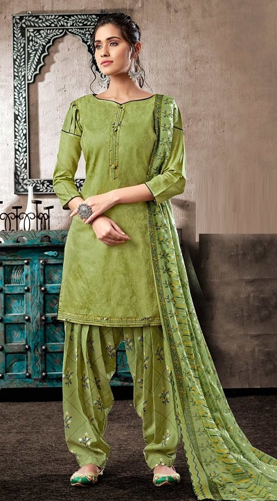 Punjabi green casual wear suit for women