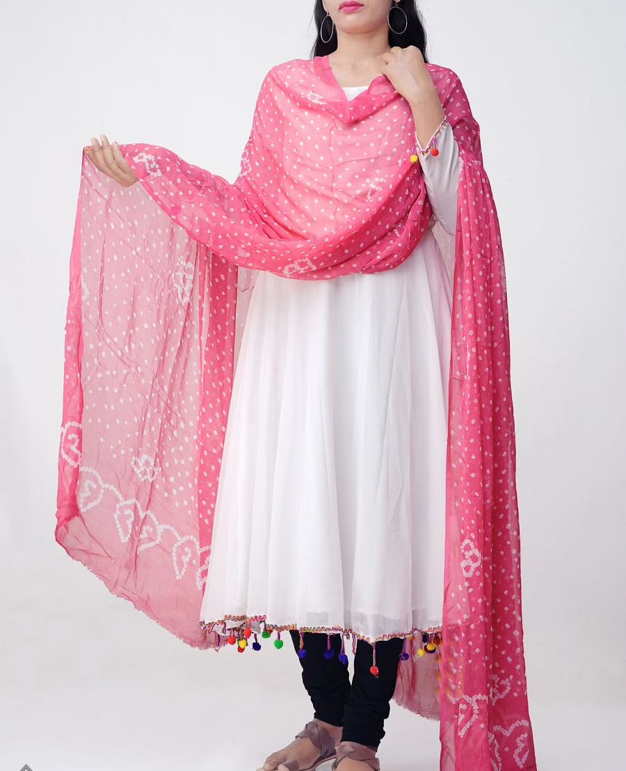 Rajasthani Printed Pink Cotton Dupatta Set