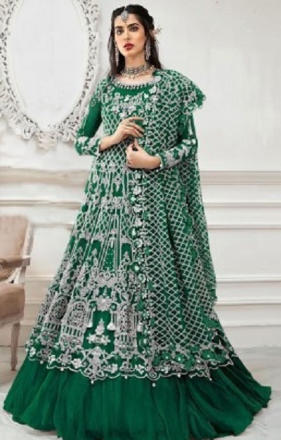 Stylish Gown Mehandi Dress For Brides