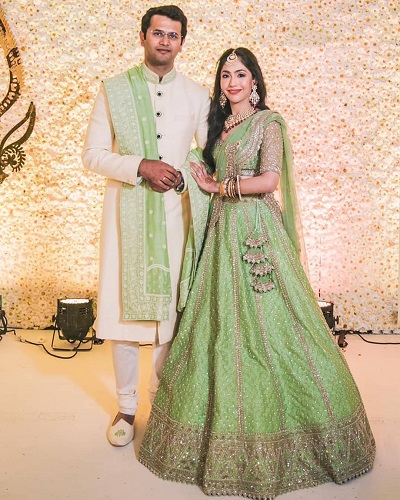 Beautiful Light Green Mehendi Ceremony Dress For Brides