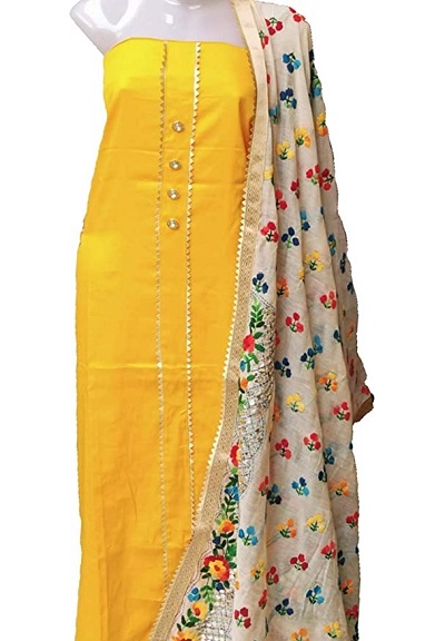 Cotton Dupatta With Print And Lace Border