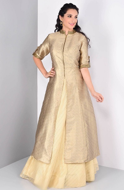 rayon double layer flared kurti with attached skirt (like kurti skirt  pattern) With Heavy embroidery all over With zari and foil mirror… |  Instagram