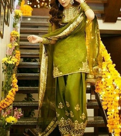 Amazon.in: Green Colour Dress For Mehndi Function