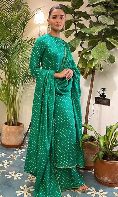 Green long kurti plazo for bridal mehndi function