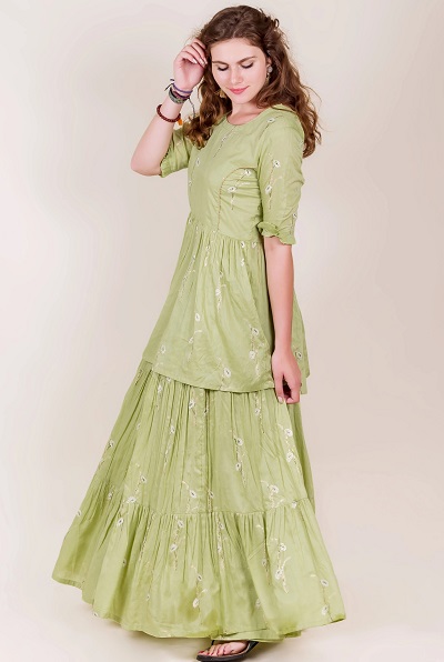 Short A-Line Kurti With Multi-Tiered