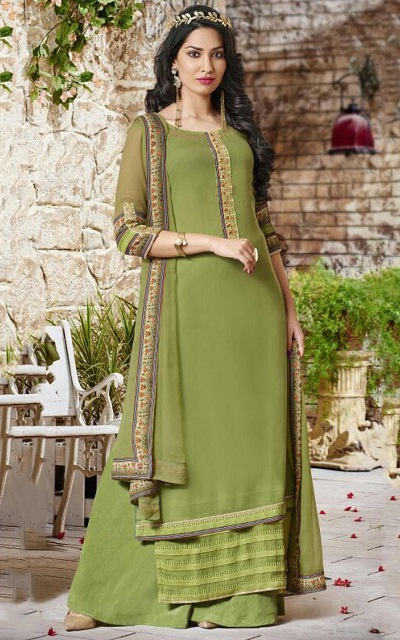 Simple Long Kurta Plazo Set For Mehndi Ceremony