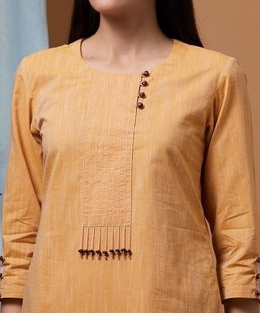 Beautiful round kurti neckline with side buttons