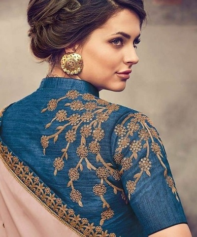 Blue embroidered blouse for festivals
