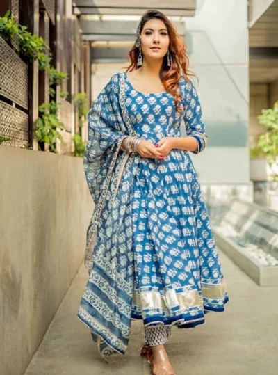 Cotton Printed Frock Style Suit Design