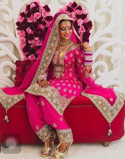 Dark Pink Heavy Punjabi Bridal Salwar Kameez Design