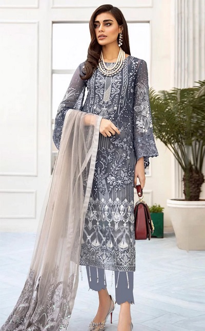 Gorgeous net long kurta trouser with dupatta