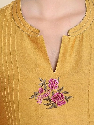 Half collar V neck kurti neck design pattern