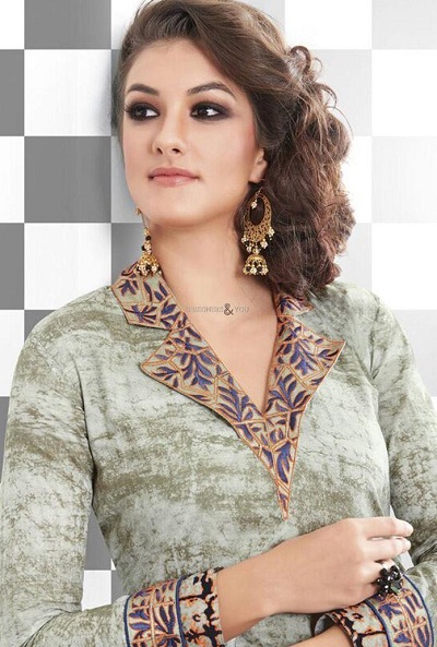 Jacket lapel Inspired Kurti neck Design pattern