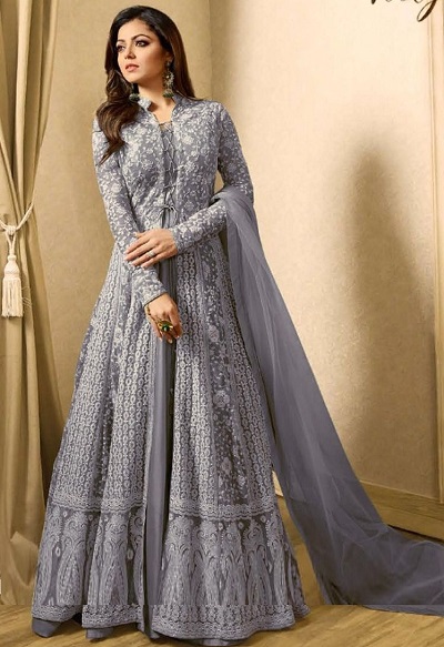 Lavender Colour Net Heavy Salwar Suit For Ladies