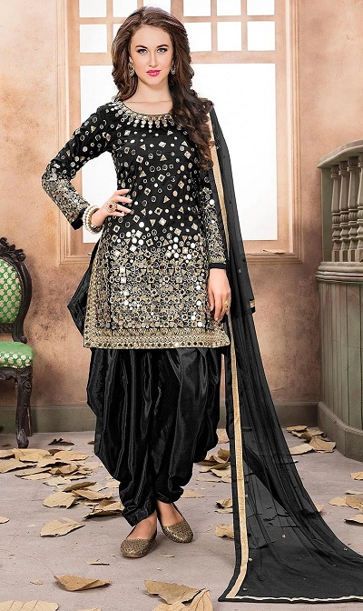 Mirror work black salwar suit for women for parties