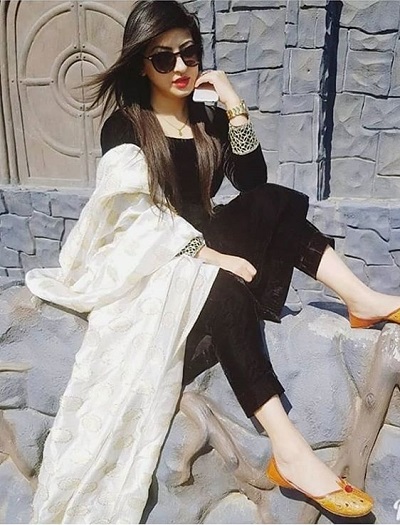 Plain Simple Black Salwar Suit With Dupatta