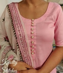 Round neckline for kurti with big buttons